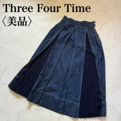 【Three Four Time】スリーフォータイム タックプリーツスカート  インディゴブルー サイズ 38 MA-46のサムネイル