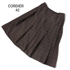CORDIER コルディア ドット柄 ロンパーススカート 42サイズ 大きいサイズ 裏布 ワールド 日本製 ブラウンのサムネイル