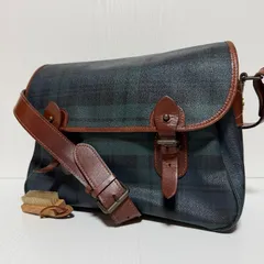 POLO RALPH LAUREN ポロラルフローレン メッセンジャーバッグ グリーン チェック柄 レザー ショルダーバッグ B620