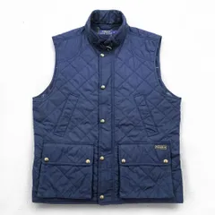 Polo Ralph Lauren キルティングベスト L ネイビー 中綿 TALONジップ 裏地タータンチェック チンストラップ
