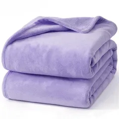 新品 Hansleep 毛布 もうふ ひざ掛け ひざかけ 膝掛け ブランケット 通気 ハーフケット マイクロファイバー 柔らかく肌触り 暖かい フランネル 洗える 静電防止 四季適用 (70x100ライトパープル)のサムネイル