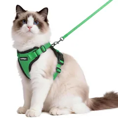新品 Rabbitgoo 猫用 ハーネス リードセット 犬猫兼用 超小型犬 小型犬 抜けない ソフト胸あて 軽量 足を上げず装着完成 サイズ調節可 夜反射 通気メッシュ 咳込み防止 散歩 犬用ハーネス 猫の胴輪 くびわ ベスト パグ ネコねこ子猫 散歩ひも 猫