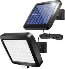 新品 センサーライト 屋外 ソーラー 人感センサーライト 56LED 3モード 超高輝度 分離式 明るい 防水 防犯ライト 自動点灯 5Mケーブル付き 屋外照明 駐車場/玄関/廊下/軒先/庭先 ガーデンライト 停電緊急対策 防災ライトのサムネイル
