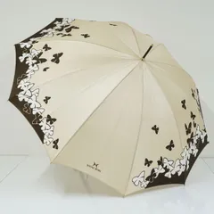 傘 HANAE MORI ハナエモリ USED美品 レディース シャンパンベージュ 花柄 フラワープリント カーボン骨 軽量 ブランド 高級 55cm S1409のサムネイル