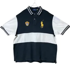 CHM Polo Ralph Lauren ビッグポニー 半袖 ポロシャツ ブラック ホワイト 切替 メンズ レディース ユニセックス 古着 ポロラルフローレン 3XB