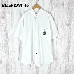 Black&White ブラックアンドホワイト ロゴ刺繍 BD ボタンダウン シャツ ホワイトのサムネイル
