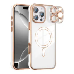 新品 ZTOFERA for iPhone 14 Pro Max ケース、MagSafe 対応リスタルクリアアクリルバック、ソフトメッキエッジ、取り外し可能な電話レンズ、スリム透明バンパーケースホワイト?