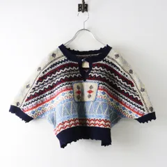 Archive キャピタル KAPITAL コンチョボタン付き ノルディックニットトップス F ネイビー×ベージュ┃セーター ボーダー【2400014936551】のサムネイル