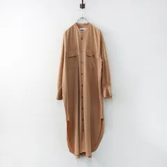 アナディス d'un a dix バンドカラー サテン シャツ ワンピース 38｜ピンクベージュ トップス 長袖 前開き 【2400014967944】のサムネイル