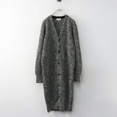 ハイク HYKE ラムウール リブロングニットカーディガン 1｜ブラック ホワイト トップス Ｖネック 長袖 前開き メランジ【2400014973815】のサムネイル