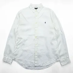 Polo Ralph Lauren リネン 長袖シャツ XL ホワイト 麻100% ボタンダウン SLIM FIT スモールポニー ロゴ 刺繍