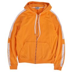 エルメス ジップアップパーカー ライン オレンジ フード スウェット L 