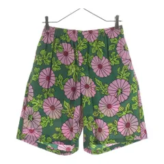 GUCCI (グッチ) KEN SCOTT FLORAL SILK SHORT 639389 ZAGAK フローラル総柄 シルクハーフパンツ ショーツ グリーン/ピンクのサムネイル
