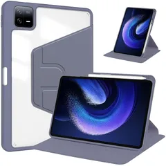 【新品】 A-BEAUTY 回転 ケース 対応 Xiaomi Pad 6/6 Pro 11 インチ 2023 ペン収納 360°回転スタンド 耐衝撃カ 透明バックカバー 自動ウェイク/スリープ (ラベンダー)のサムネイル
