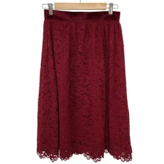 美品 Blugirl Blumarine ブルーガール ブルマリン フラワーレース ミディスカート サイズ40 レッド レディース 古着 中古 USEDのサムネイル