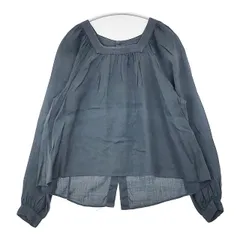 LA MARINE FRANCAISE リネンキュプラ バックボタン 製品洗い スクエアネック ブラウス シャツ ブルーグレー レディース マリンフランセーズ【中古】6-0507M∞のサムネイル