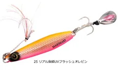 ハヤブサ カンタン巻くだけブレードジグ ジャックアイマキマキ 60g #25 リアル魚鱗UVフラッシュオレピン FS417｜メタルジグ ルアー｜つり具｜【メール便発送】のサムネイル