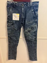 (^w^)b 寅壱　8920　デニム　カーゴパンツ　コン　ネイビー　インディゴブルー　LLサイズ　TORAICHI　ストレッチ　立体裁断　作業着　ワークパンツ　メンズ　ジーンズ　アメカジ　カジュアル　ヴィンテージ加工 OM12671MRのサムネイル