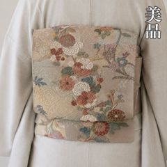 ゆめsaku 美品 正絹 夏着物 紗“流水に花扇”夏袋帯 M-23 - メルカリ