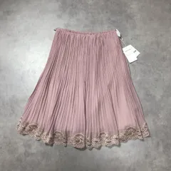 WH189●L'EST ROSE：タグ付き裾レースプリーツひざ丈スカート ●2● ベージュピンク 定価10400‐Y2K レストローズのサムネイル