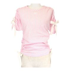 本物 美品 シャネル COCOボタン フリル付 ボーダー 半袖 カットソー 36