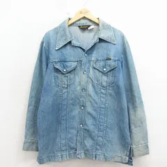 L/古着 ラングラー 長袖 シャツ ジャケット メンズ 80年代 80s コットン USA製 紺 デニム 26apr24のサムネイル