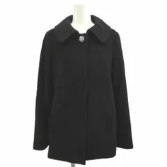 ランバン LANVIN コート ウール S 黒 ブラック ラウンドカラー 長袖 ブローチ付き /NP ■ECD004のサムネイル