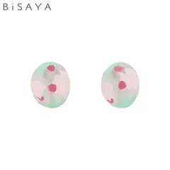 ＜BiSAYA＞ イヤリング オーバル×モザイク BAE0013-PK（ピンク）のサムネイル