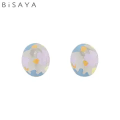 ＜BiSAYA＞ イヤリング オーバル×モザイク BAE0013-PU（パープル）のサムネイル