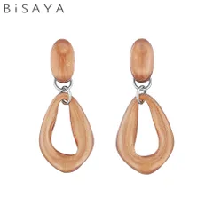 ＜BiSAYA＞ イヤリング シェル×オーバル BAE0015-BR（ブラウン）のサムネイル