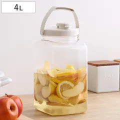 梅酒容器 保存容器 果実酒びん S型 4.0L （ 梅酒びん プラスチック 梅酒瓶 果実酒瓶 軽量 丈夫 日本製 角型 密閉保存容器 梅酒ビン 果実酒ビン 梅酒作り 果実酒作り 発酵 ガス抜き弁 取っ手 4000ml )のサムネイル