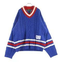 gim (ジム) Knitted Hockey Jersey Vネック ウール ケーブルニットセーター ネイビー 23505130のサムネイル