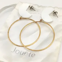 【美品】Jouete　ジュエッテ　フープデザインピアス　ゴールドカラー　4.5g　ラージサイズのサムネイル