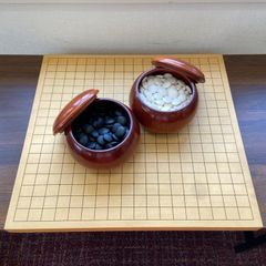 ⚫️美栄 高級碁笥 囲碁 天然銘木 囲碁セット 黒白石 木製容器付き 7寸