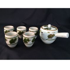 煎茶道具　織部焼　玉露　煎茶器揃　急須　湯冷　茶碗五客　V　R7774 1798 織部焼 玉露 茶器揃 急須 湯冷 茶碗 5 客 - メルカリ