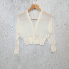 NATURAL BEAUTY BASIC ナチュラルビューティーベーシック シアーカーディガン ボレロ オフィスカジュアル ホワイト FRサイズ ◎、〇□☆