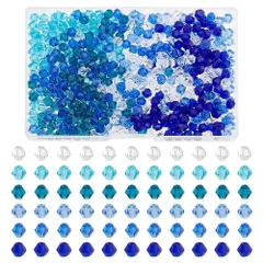 【数量限定】PandaHall ブルー ガラス ビーズ 6mm 双円錐形 600個 PH そろばん ビーズ アクセサリーパーツ ジュエリー用 DIY クラフト用品のサムネイル