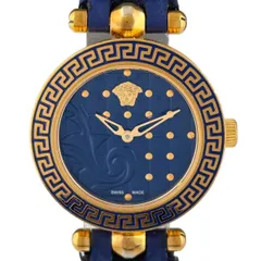 【在庫一掃】 ヴェルサーチ VERSACE マイクロ　ヴァニタス 腕時計 SS GP レザー クォーツ ブルー レディース 【中古】のサムネイル