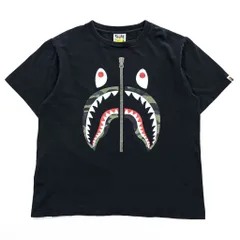 A BATHING APE シャーク Tシャツ M ブラック シャークフェイス カモ プリント