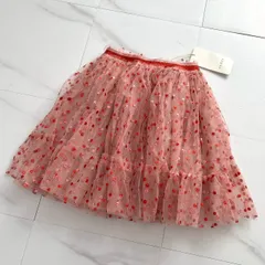 未使用✨GUCCI グッチ ラメ入りチュールミニスカート 近年モデル キッズ 女の子 ピンク 赤系 イタリア製 結婚式 二次会 式典 セレモニー サイズ10のサムネイル
