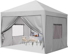 タープテント ワンタッチ 2m アウトドア キャンプ用 BBQ グレー UV横幕