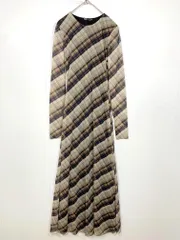 新品 ZARA ザラ オーガンジー チェック チュール ロング ドレス ワンピース sizeS/茶 ベージュ系 ■■ レディース