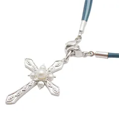 MIKIMOTO PERLITA ミキモトペルリータ クロス ネックレス シルバー/レザー/パール5粒【いおき質店】のサムネイル