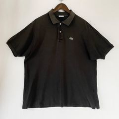 ラコステ 鹿の子 半袖 ポロシャツ 6 XL 程 ブラック フランス企画 黒