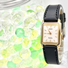 新品電池】 SEIKO エクセリーヌ レクタンギュラー ゴールド文字盤 時計