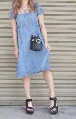 Puffsleeve Classical Flare Onepiece (baby blue)のサムネイル