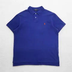 POLO RALPH LAUREN ポロシャツ XL ブルー コットン 鹿の子 CUSTOM FIT スモールポニー刺繍