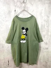 FREAK'S STORE フリークスストア Disney 別注 ミッキー 前後プリント Tシャツ sizeL/カーキ ■◆ レディース