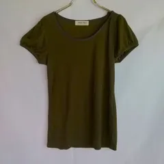 M1-03236【Women】Auntie Rosa (アンティー ローザ）半袖 Tシャツ (M) / カーキ パフスリーブ 全体的に毛羽立ち有 HT-夏のサムネイル