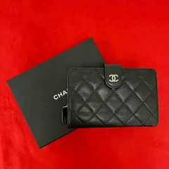 極 美品 箱付き シール有 15番台 CHANEL シャネル マトラッセ ココマーク キャビアスキン レザー 二つ折り財布 ウォレット ブラック 69848